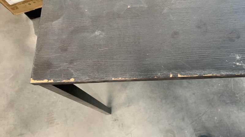 Photo 1 of METAL AND WOODEN TABLE 43” X 26” H 30”