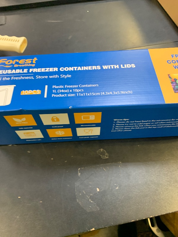 Photo 1 of 10 Pack 34oz Reusable Freezer Food Storage Containers with Twist Top Lids, Airtight Plastic Meal Prep Food Containers for Leftover Lunch Fruit Salad Oats, Clear Large Soup Container Microwave Safe