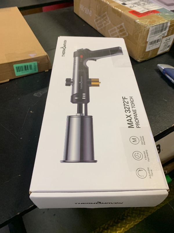 Photo 1 of ThermoMaven Propane Torch with One-Touch Max Fire, Cooking Blow Torch Gun with a Safety Lock, Charcoal Lighter, Flame Thrower, Kitchen Food Torch Head for Grill, Sous Vide, BBQ (Tank Not Included)