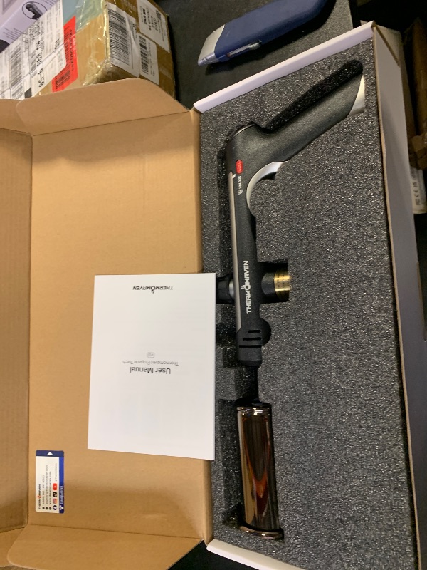 Photo 1 of ThermoMaven Propane Torch with One-Touch Max Fire, Cooking Blow Torch Gun with a Safety Lock, Charcoal Lighter, Flame Thrower, Kitchen Food Torch Head for Grill, Sous Vide, BBQ (Tank Not Included)