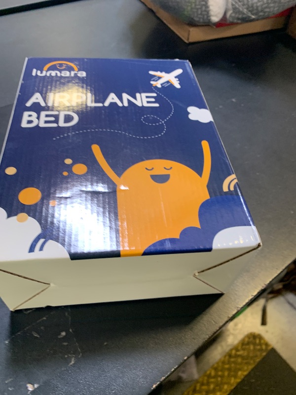 Photo 1 of LUMARA Toddler Airplane Bed - Inflatable Airplane Bed for Toddlers, Plane Baby Mattress for Kids - Blow Up Air Mattress for Child Flight Sleep with Safety Belt, Innovative Valves, No Pump Needed