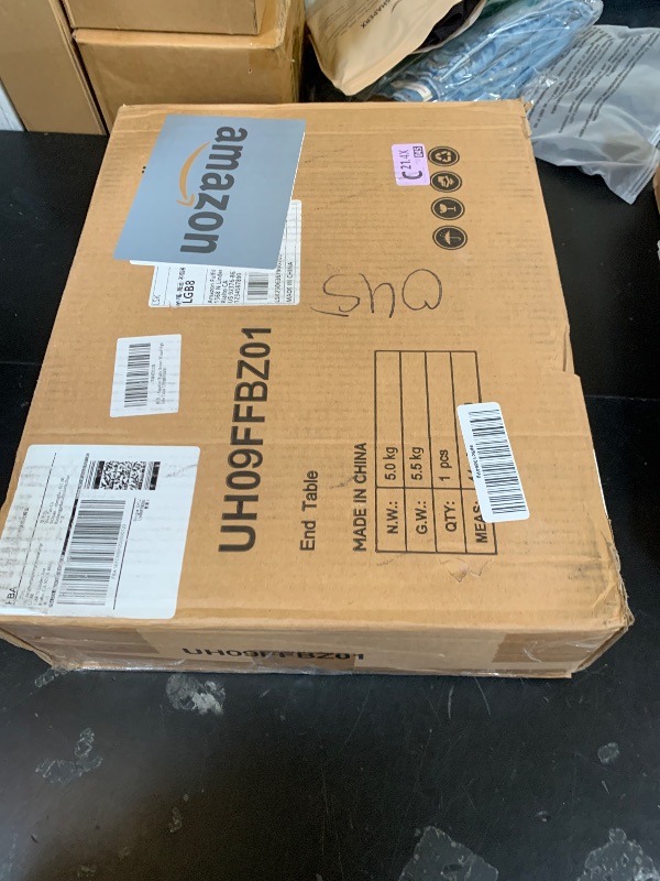 Photo 1 of Asgolion 3 Tier End Table with Storage and Fast Charging Station, Tall Narrow Nightstand with Type C and USB Port, Small Side Table for Living Room, Bedroom, Office, Rustic Brown