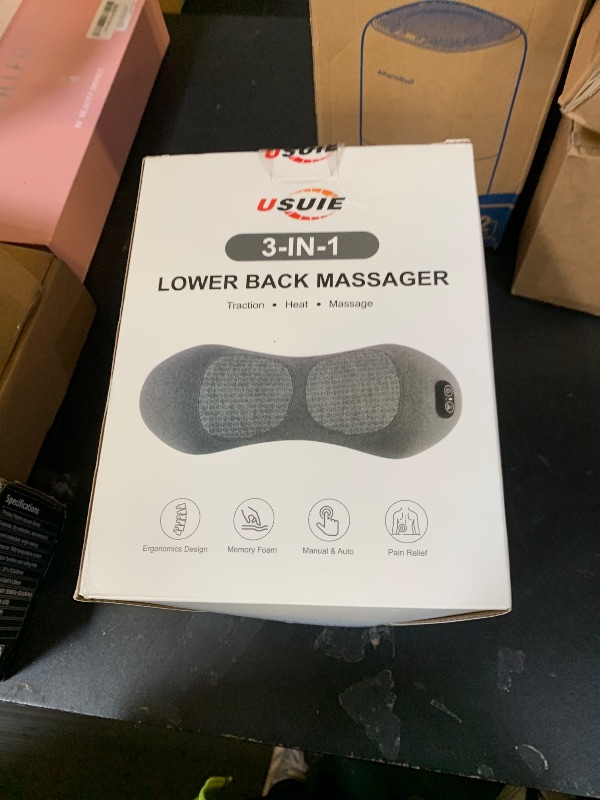 Photo 1 of 3-in-1 Electric Lumbar Support Pillow with Heat & Massage Back Cushion, Ergonomic Memory Foam Lower Back Massager for Fatigue Relief, Smart Air Lift Technology Ideal for Car/Bed/Sleeping/Office Chair