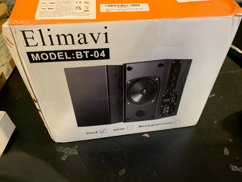 Photo 1 of Elimavi 30W X 2 Powered Bookshelf Speakers - 3.5-RCA Input for Turntable, TV, PC, Record Player Speakers with 4 Inch Woofer & Wall Mounted
