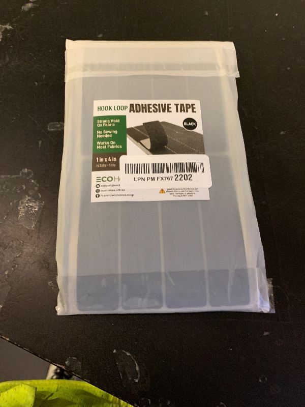 Photo 1 of (1x4 Inch, 16 Sets) Strips with Adhesive for Fabric, No Sew Stick On for Fabric, Sticky Back for Clothes, Curtains - Heavy Duty Double Sided Hook and Loop Hem Tape Fasteners, No Sewing No Iron, Black