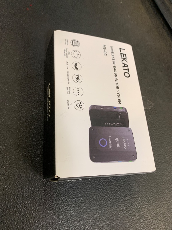 Photo 1 of LEKATO Wireless in Ear Monitor System MS-02, Upgraded 2.4G Stereo IEM System Low Latency with Transmitter Beltpack Receiver Auto-Pairing,One to More, in-Ear Monitoring for Church,Band,Singer,Stage