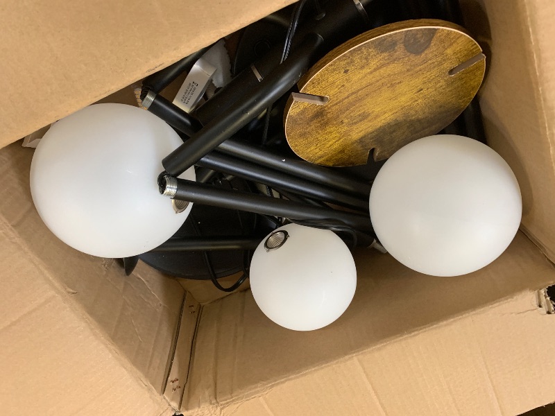 Photo 1 of **SELLING FOR PARTS**Lightdot Globe Floor Lamp with Shelf 3-Lights Modern Dimmable Floor Lamps for Wedding/Party, 3000K Warm White Bulbs Included, Black Tall Standing Lamp for Living Room/Bedroom/Sofa Beside/Corner Decor