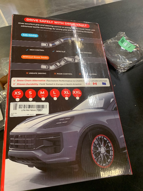 Photo 1 of DRIVE VAULT Snow Socks for Tires | Alternative for Tire Snow Chains | Ultra Grip Series | Reusable Snow Traction Device for Passenger Cars SUVs Trucks Winter Emergency Accessory | Safe Winter Driving