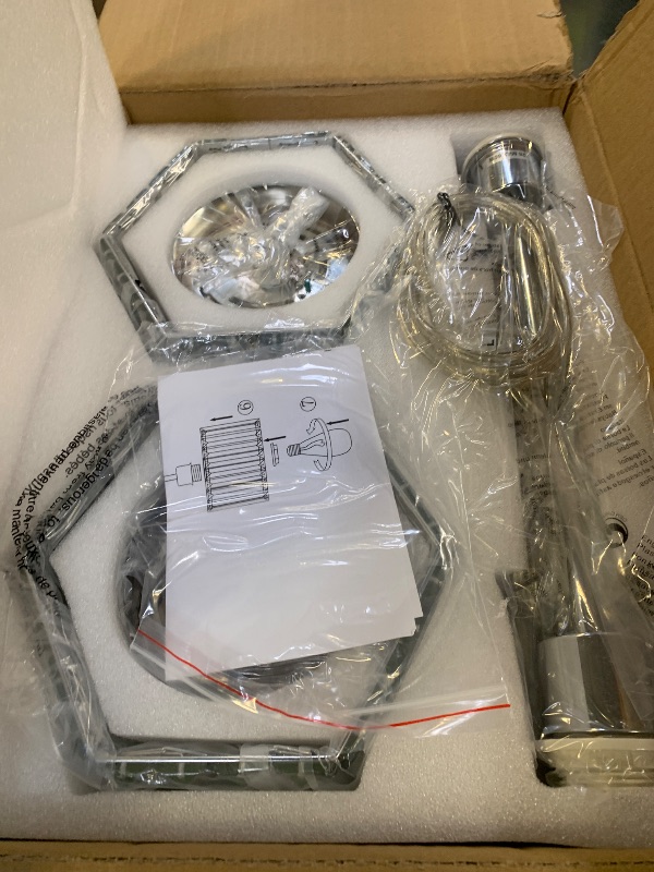 Photo 1 of XSDeTu 2 Pack Crystal Pendant Light Fixtures, Modern Chrome Hanging Light, 1-Light Small Farmhouse Chandelier, Adjustable Hexagonal Cage Pendant Lighting for Kitchen Island, Dining Room, Bedroom