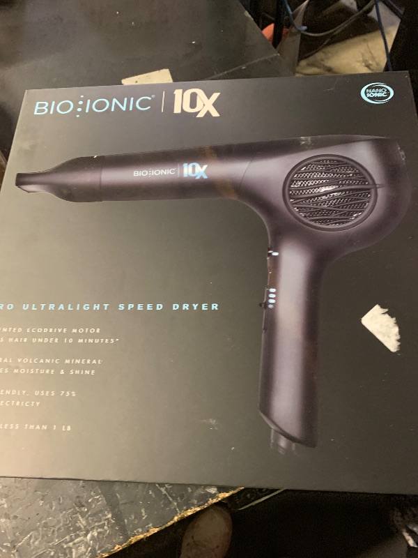 Photo 1 of Bio Ionic 10X UltraLight Speed Hair Dryer, Blow Dryer with Adjustable Heat & Speed, Professional Hair Styling Tool for Fast, Frizz-Free Hairstyles, 1800W EcoDrive Brushless Motor