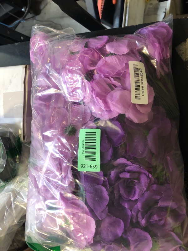 Photo 1 of 108pcs Roses Head Flowers with Stem - Purple & Lilac Artificial Flowers Rose Bulk - Lavender Purple Silk Rose Fake Flower for Wedding Bouquet Party Home DIY Baby Shower Centerpieces Tables Decoration