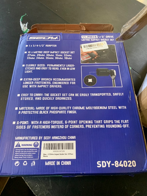 Photo 1 of 1/2 Drive Deep Impact Socket Set: 11-Piece Metric Size Wheel Axle Nut Wrench Metric Large Jumbo 27mm 29mm 30mm 31mm 32mm 33mm 34mm 35mm 36mm 38mm Spindle Joint High Torque Truck Bearing Locknut