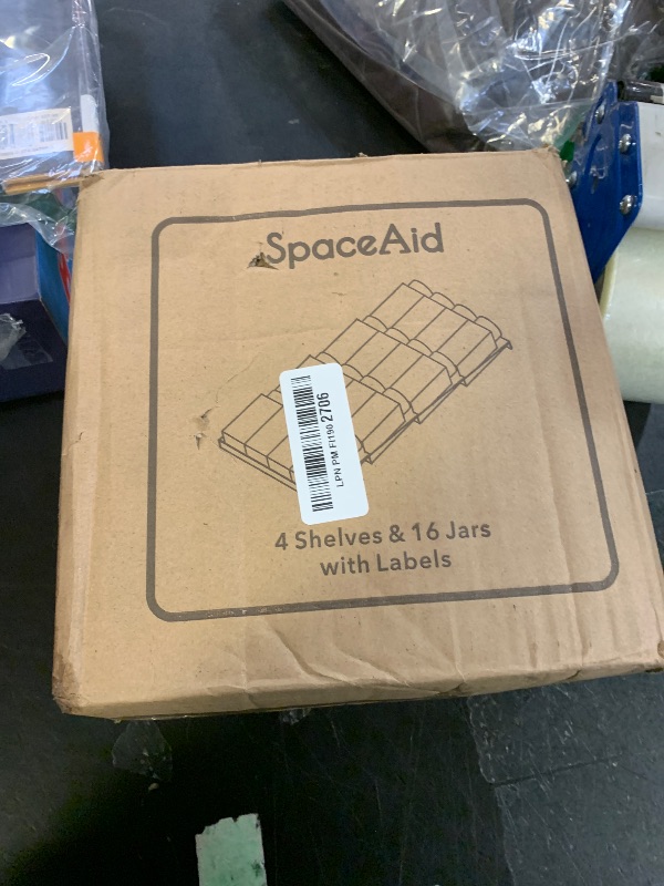 Photo 1 of SpaceAid Spice Drawer Organizer with 16 Spice Jars, 386 Spice Labels, 4 Tier Seasoning Rack Tray Insert for Kitchen Drawers, 7.5" Wide x 17.5" Deep