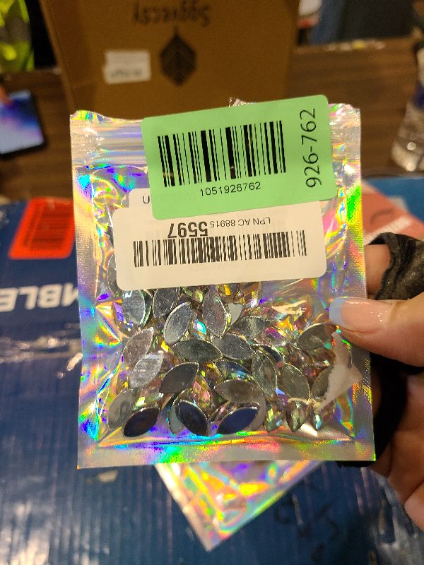 Photo 1 of 100 Pcs 15x7mm AB Colorful Jewels Gems Rhinestones for Crafts, Horse Eye Flatback Acrylic Gemstone for Halloween Party Decorations Clothing Wedding Dress DIY Crafting Accessories(01 Clear AB)