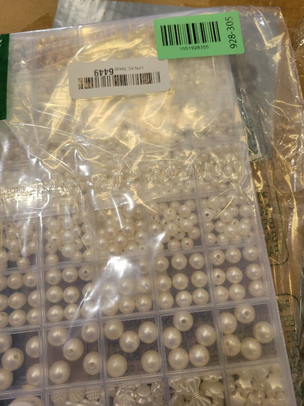 Photo 1 of 1860pcs Pearl Beads for Jewelry Making, 5 Sizes Round Pearls Bracelet Making Kit, Pearl Beads with Gold Spacer Bead Letter Star Heart Bow Bead for Necklaces Earrings DIY Crafts