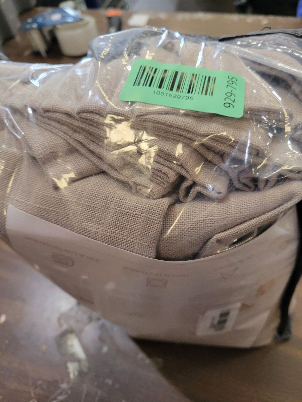 Photo 1 of 102 Inch Long Curtains Pinch Pleat Linen Curtains for Living Room Bedroom 2 Panels Tan Brown Burlywood Taupe Light Filtering Privacy 102 Inch Pleated Drapes Hooks Rings Back Tab for Sliding Door