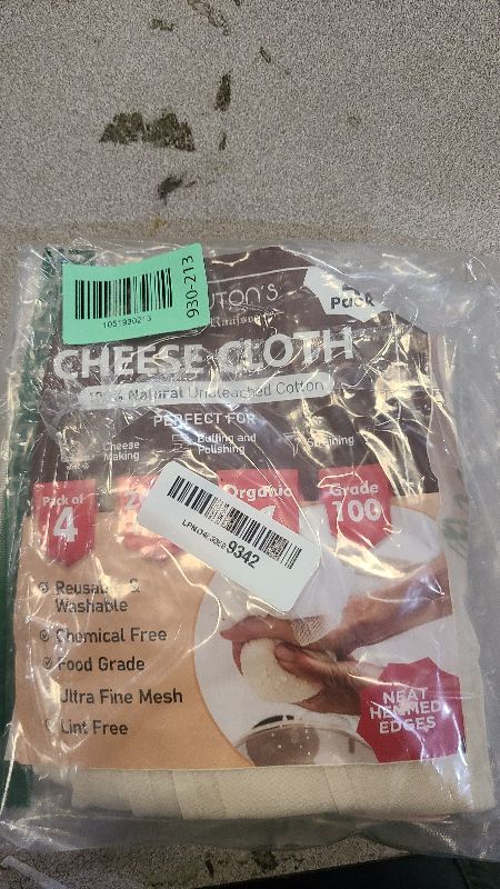 Photo 1 of 100% Unbleached Cheese Cloths – 4 Pcs Precut 20x20 inch Hemmed Reusable Cheesecloth for Straining - Grade 100 Organic Cheese Cloth - Ultra Fine Muslin Cloth for Juicing Brewing Baking Turkey