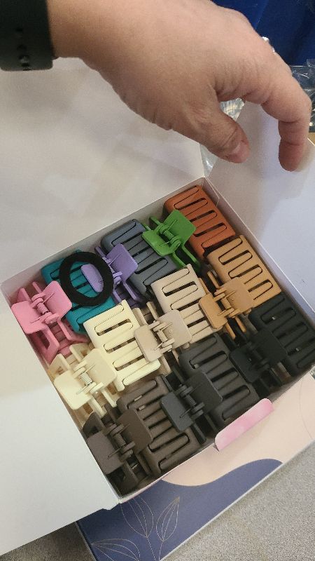 Photo 1 of 18 Pack Square Small Hair Clips for Women Girls,2 Inch Matte Rubber Coating Medium Claw Clips Thin Short Hair,Strong Hold Jaw Clips(Neutral Color Hair Accessories)