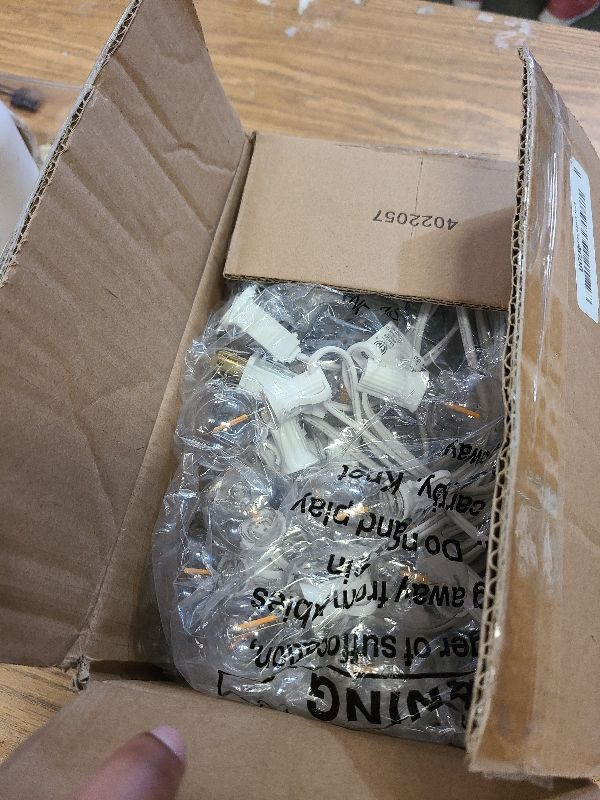 Photo 1 of 100ft Outdoor G40 LED Globe String Lights Dimmable Shatterproof Waterproof Light Strings with 52 Bulbs Connectable Commercial Hanging Lights for Patio Balcony Backyard Party (White Wire, 2-Pack)