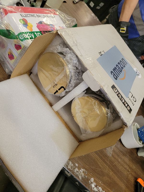 Photo 1 of 2 Pack 2 Liter/68 oz Square Glass Pitcher with Lid, Classic Stripes Water Pitchers with Handle for Fridge, Large Jug for Iced Tea, Coffee, Borosilicate Glass Carafe for Hot/Cold Brew Drink, Gold