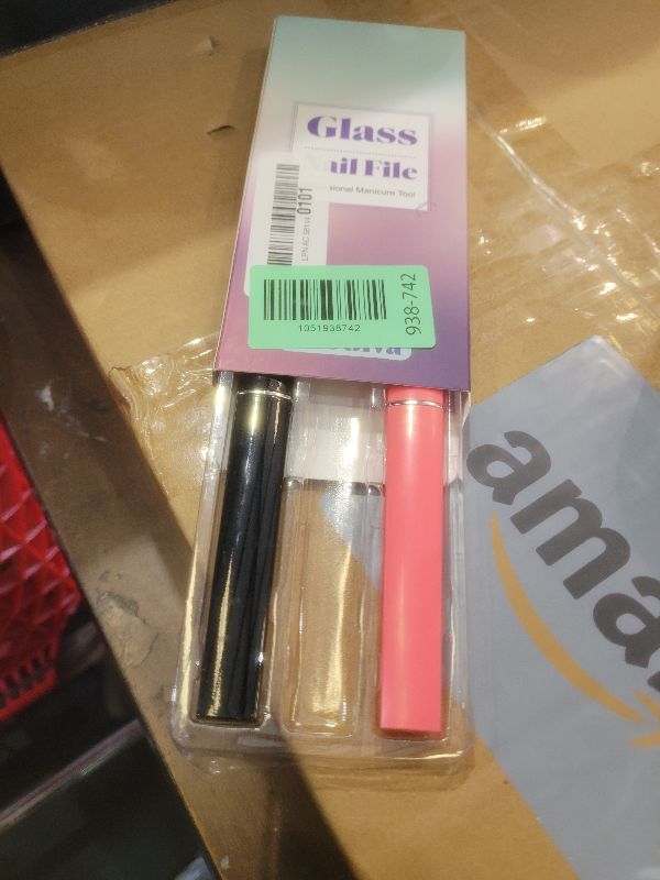 Photo 1 of 2 Pack Crystal Glass Fingernail File with Case for Natural Nail Professional Czech Glass File Double-Sided Etched Gentle Nail Care Stocking Stuffers for Women or Adults, Unique Gifts