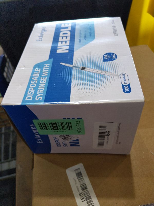 Photo 1 of 100 Pack Disposable 3ml/cc Lab Syringes with 23Ga 1 Inch Needle Luer Lock, Individually Sealed Packed