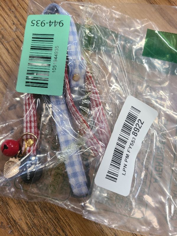 Photo 1 of 2 Pack Cotton Breakaway cat Collars with Bell,Safety Quick Release Pendant Cute Kitten Collar,Adjustable 20-30cm (Red+Vista Blue, 20-30cm)