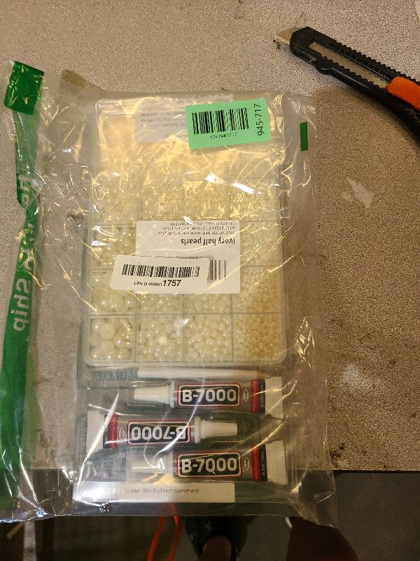 Photo 1 of 16000Pcs Flatback Pearl Rhinestone for Crafting, Flat Back Pearls and Rhinestones for Crafting, Ivory Half Pearls for Crafts Nail Art with B7000 Glue Clear, 2,3,4,5,6,8,10mm