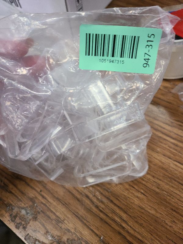 Photo 1 of 24 Pieces Transparent Clear Tablecloth Clips, Plastic Table Cloth Clips?Windproof Table Cover Holder Clamps?Table Cloth Holder for Christmas Home Wedding Party Indoor Outdoor Camping Picnic (Large)