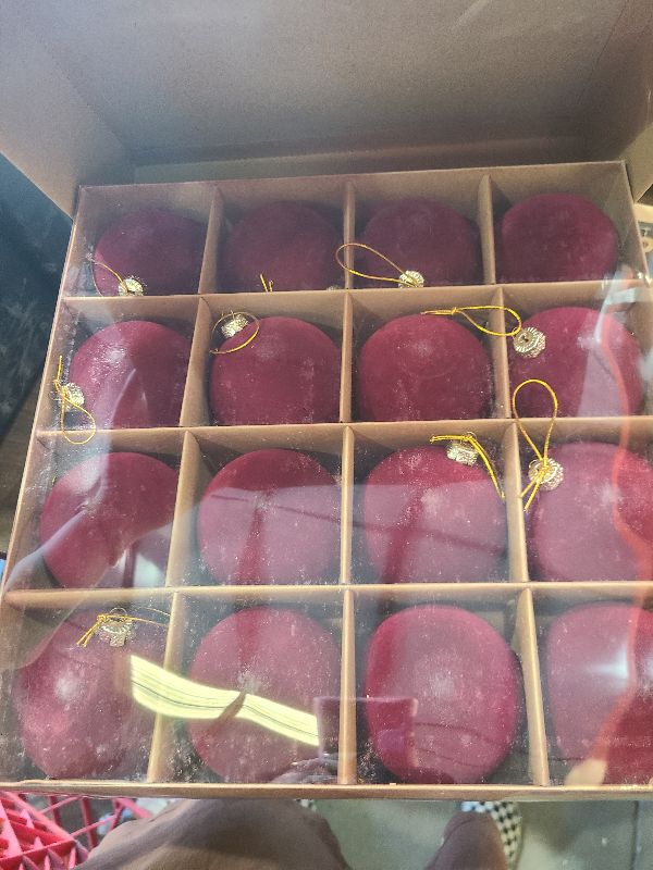 View 2 of 16 Pcs Velvet Ornaments for Christmas Tree - 3.15in Flocked Christmas Balls Ornaments - Hanging Decorations for Wreath, Mantel, Stair Railings, Windows