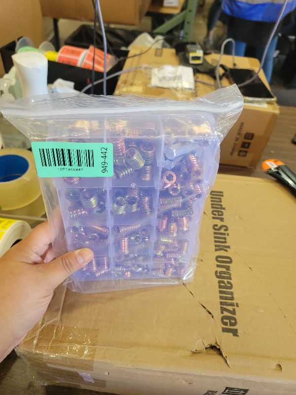 Photo 1 of 170 PCS Threaded Inserts for Wood Assortment Kit - 10 Sizes (1/4"-20, 5/16"-18, 3/8"-16) with M6/M8/M10 Hex Wrenches - Steel Inserts for Furniture Screws, Wood Furniture & Cabinet