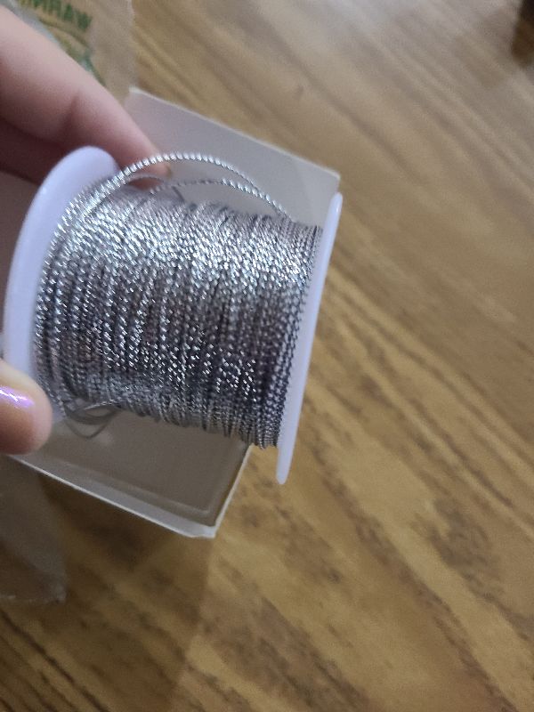Photo 1 of 1mm Metallic Silver Cord String Non Stretch Thread for Jewelry Craft Making, Hang Tags, 100 Meters/ 109 Yards
