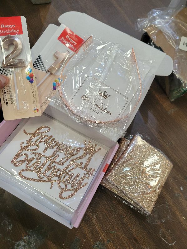 Photo 1 of 21st Birthday Decorations for Her, Including 21st Birthday Sash and Tiara, Cake Topper, Candles, 21 Year Old Gifts for Her