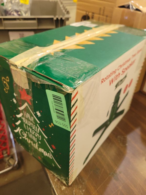 Photo 1 of ?Patent Pending? Musical Rotating Christmas Tree Stand, UL Certified Up to 9ft 120 lb Artificial Christmas Tree with Speaker, Spinning Stand with Remote, Fit for 1.25-2" in Tree Poles - 800W