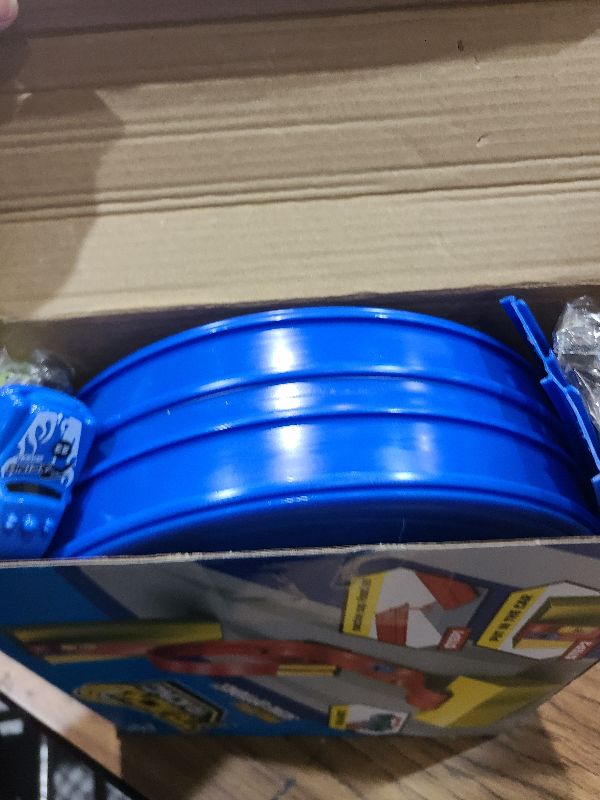 Photo 1 of 16-Ft Flexible Race Track Set for Kids, DIY Roll-Up Racetrack with 2 Launchers & 6 Mini Cars, Suction-Cup Portable Track Compatible with 1:64 Die-Cast Cars, Indoor & Outdoor Gift for Boys Girls 3+