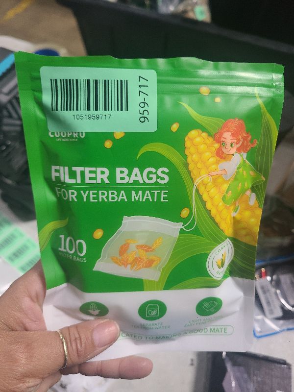 Photo 1 of 100pcs Tea Filter Bags, Empty Tea Infuser Sachets with Drawstring, Disposable Tea Infuser for Yerba Mate Tea Loose Leaf, Natural Corn Fiber Material (3.94 x 3.15 inches)