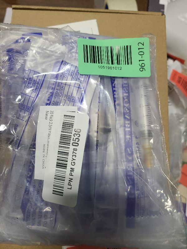 Photo 1 of 20 Pack 2.5ml Plastic Disposable Lab Utensils with 25Ga 1 Inch, Individually Packaged