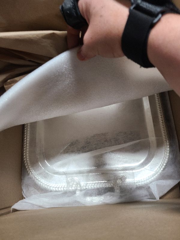 Photo 1 of 18.5"x14.5" Rectangular Silver Serving Tray with Handles, Beautiful Mirror Polished Finish, Lightweight Classic Metallic Decorative Silverplate Tray for Wedding Anniversary Birthday Holiday Gatherings