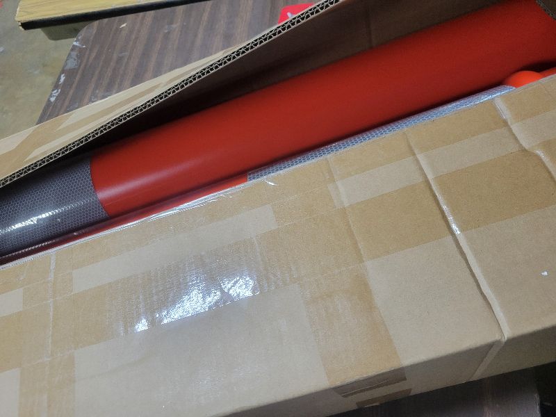 Photo 1 of [3 Pack] HiGiant 45'' Traffic Delineator Posts with Reflective Strips, Orange Delineator Post Cones for Parking Lots, Construction Zones, Road Closures