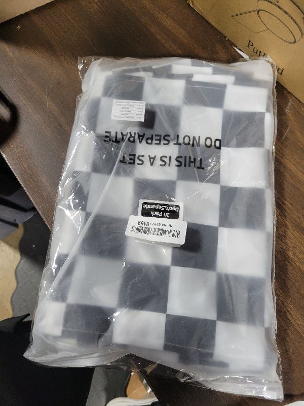 Photo 1 of 10 Pack Checkered Table Runner Polyester Table Decor Classic Black and White Checkerboard Table Runner for Indoor Outdoor Wedding, Birthday Parties, Fit Rectange and Round Table(12 x 72 Inch)