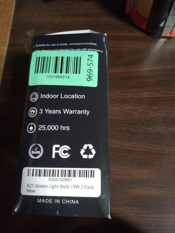 Photo 1 of 2 Pack BlueX LED A21 Green Light Bulbs - 15W (120Watt Equivalent) - E26 Base Green LED Bulb for Party Decoration, Porch, Home & Holiday Lighting