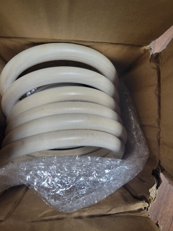 Photo 1 of 10 PCS 100mm Unfinished Wooden Rings for Craft, 4 inch Diameter Nature Solid Wood Rings for DIY Crafts