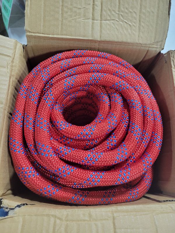 Photo 1 of 100Ft 4/3 Inch Climbing Rope, Heavy Duty Arborist Rope, Nylon Rigging Rope for Tree Work,Bull (Red)