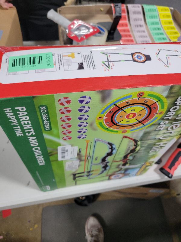 Photo 1 of 2 Pack Bow and Arrow Set with 29in Large Dart Board, LED Light Up Archery Set for Kids with 20 Suction Cup Arrows&12 Sticky Balls Standing Target Indoor Outdoor Toys Must Have for Boys Girls 3-12 yo