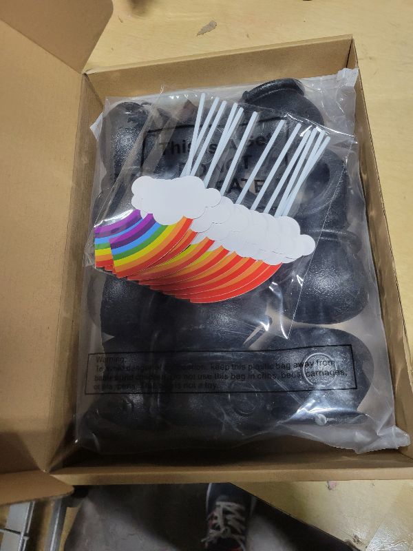 Photo 1 of 12 Pcs Mini Black Cauldron and 12 Pcs Cloud Rainbow Cake Toppers Cupcake Decorations Plastic Candy Kettles with Handle Plastic Small Cauldron for St Patricks Day Party Favor Leprechaun Supplies