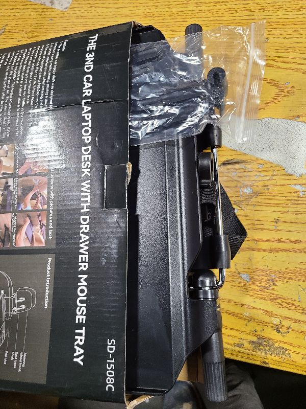 Photo 1 of 2 in 1 Car Steering Wheel Tray / Back Seat Headrest Tray for Eating Food Drink and Writing Laptop Work, XERGUR Black Car Desk