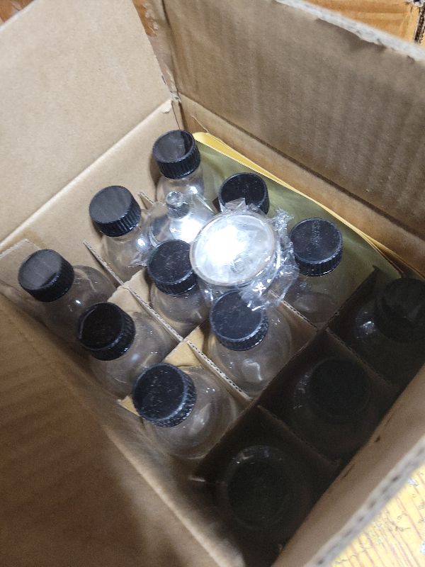 Photo 1 of 12 Pack, 2 oz Small Clear Glass Bottles w/Lid & 3 Funnels - 60ml Boston Shot Bottles for Health, Immunity, Potion, Wellness, Sample, Ginger, Juice - Mini Personal Care & Beauty Travel Bottle