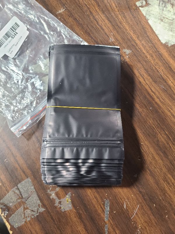 View 2 of 100 Pack Smell Proof Bags 4 x 6 Inch Resealable Mylar Bags Foil Pouch Flat Bag with Clear Window Black