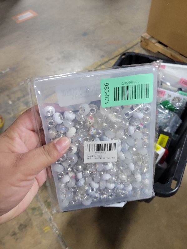 Photo 1 of 150pcs European Large Hole Beads,Assorted European Craft Beads White Big Hole Fairy Wands Garden Beads Large Hole Lampwork Spacer Beads for DIY Pens Charms Jewelry Making Supplies