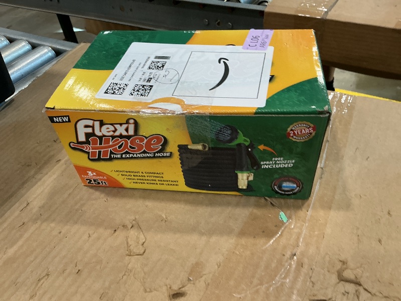 Photo 1 of **MISSED PARTS**
Flexi Hose Expandable Garden Hose with 8 Function Nozzle, 25FT - Lightweight Retractable Garden Hose, Water Hose - No-Kink Flexibility, 3/4 Inch Solid Brass Fittings and Double Latex Core